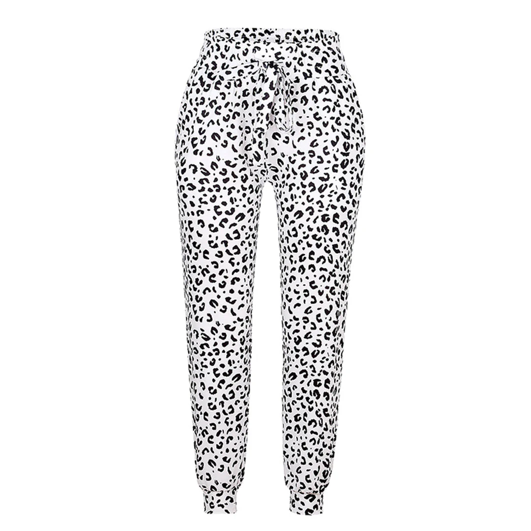 Breathable women’s jogger pants – casual leopard print, polyester, for leisure activities - Image 4
