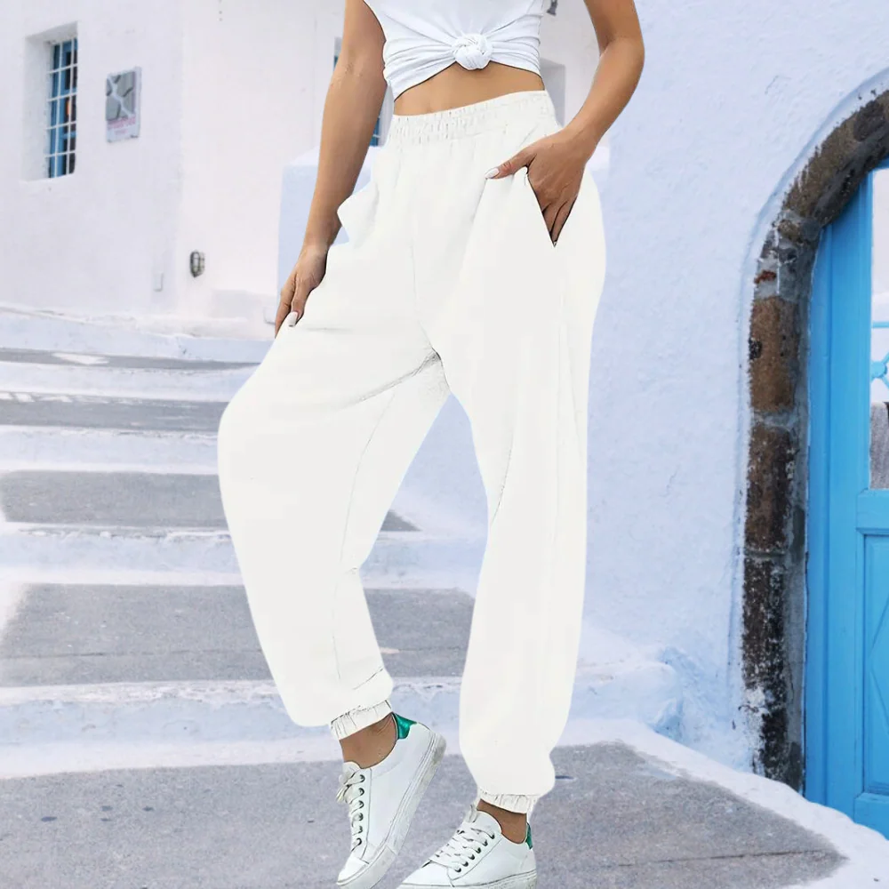 Breathable women's jogger pants – high-waisted, soft polyester, for casual wear - Image 6