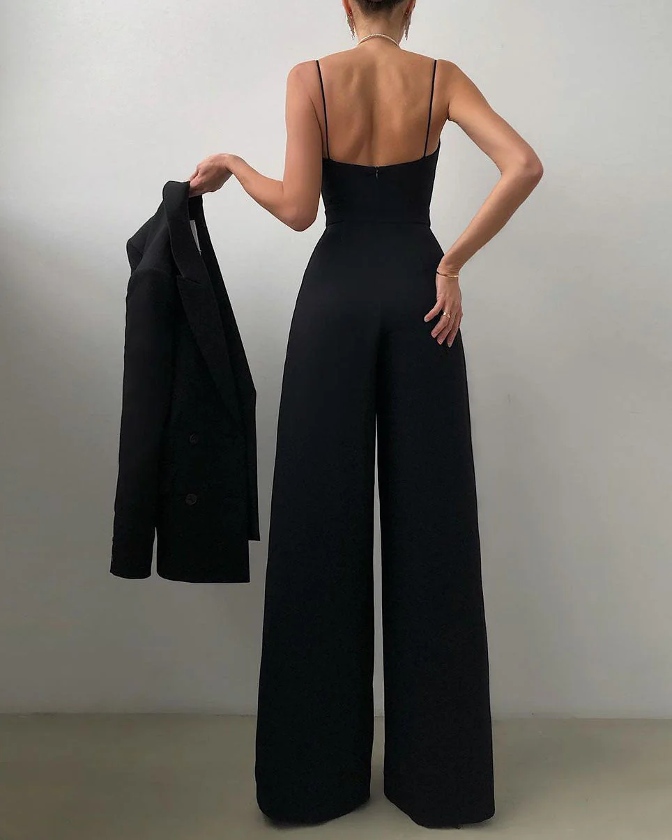 Breathable women's jumpsuit – high waist, straight leg, for summer events - Image 3