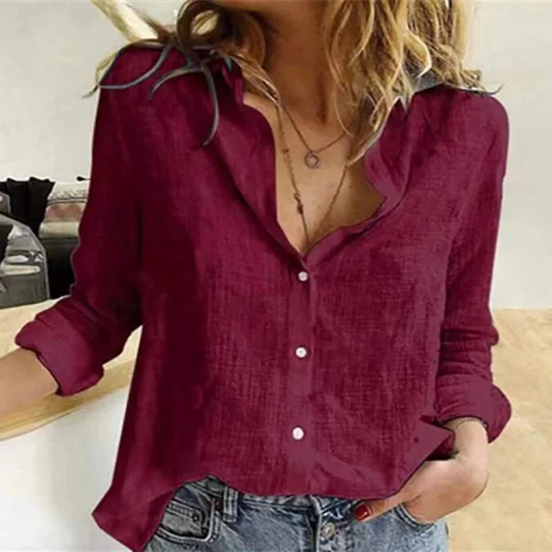 Breathable women's linen blouse – casual fit, lightweight, for summer outings - Image 8