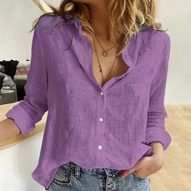 Breathable women's linen blouse – casual fit, lightweight, for summer outings - Image 9