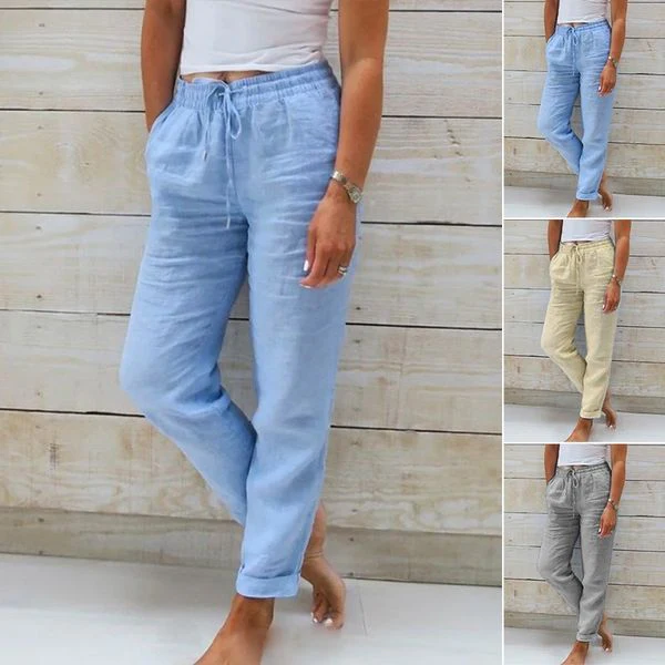 Breathable women’s linen pants – elastic waistband, high-quality fabric, for every occasion - Image 2