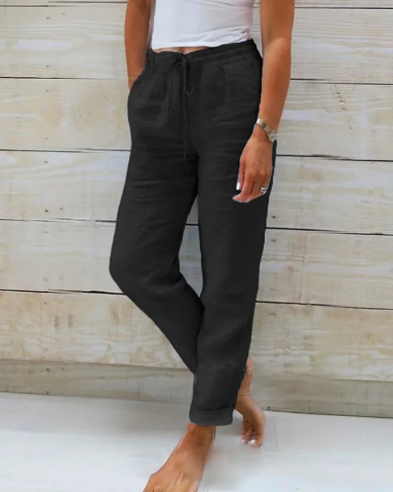 Breathable women’s linen pants – elastic waistband, high-quality fabric, for every occasion - Image 6