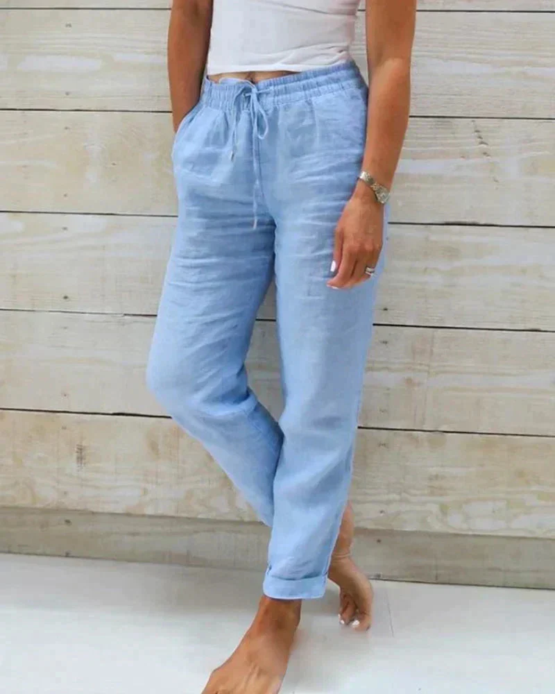 Breathable women's linen pants – relaxed fit, lightweight, for summer activities - Image 2