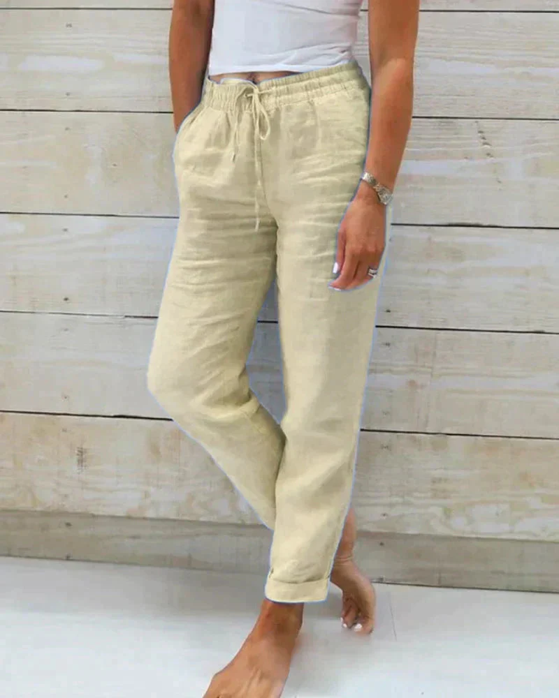 Breathable women's linen pants – relaxed fit, lightweight, for summer activities - Image 3