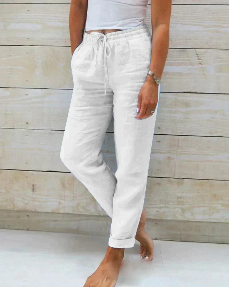 Breathable women's linen pants – relaxed fit, lightweight, for summer activities - Image 4