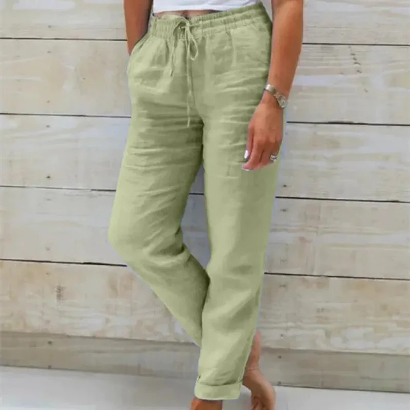 Breathable women's linen pants – relaxed fit, lightweight material, for warm days - Image 3