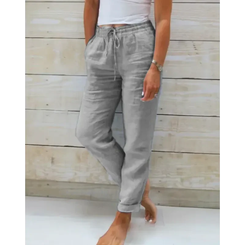 Breathable women's linen pants – relaxed fit, lightweight material, for warm days - Image 4