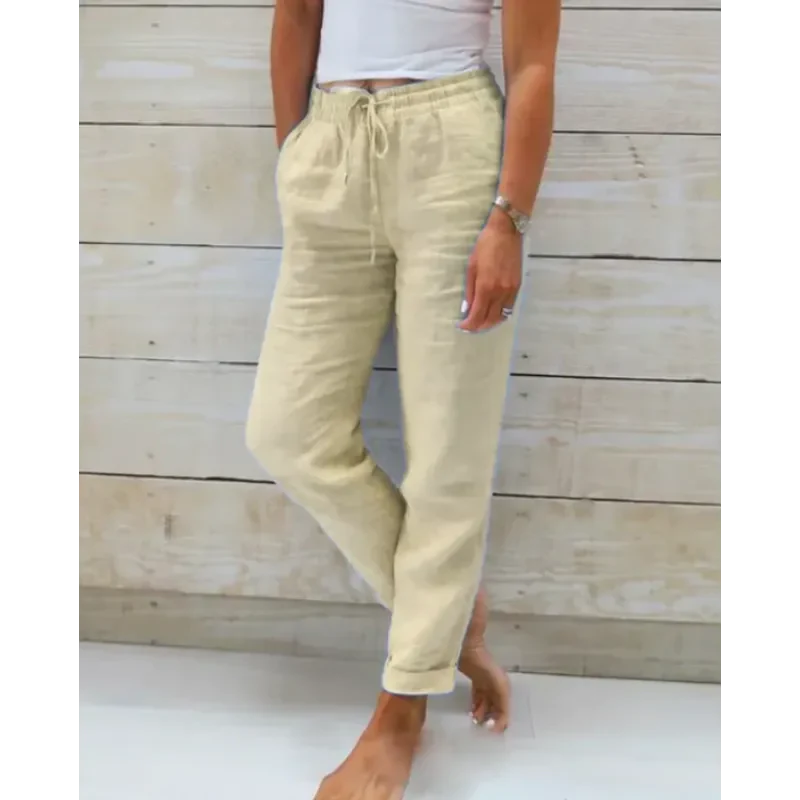 Breathable women's linen pants – relaxed fit, lightweight material, for warm days - Image 5