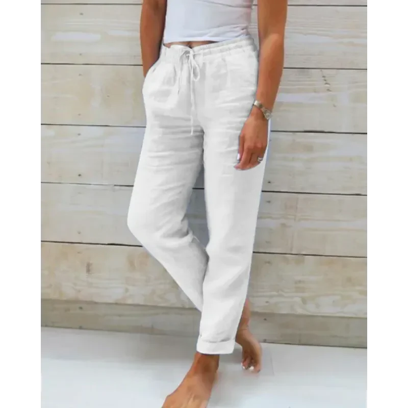Breathable women's linen pants – relaxed fit, lightweight material, for warm days - Image 6