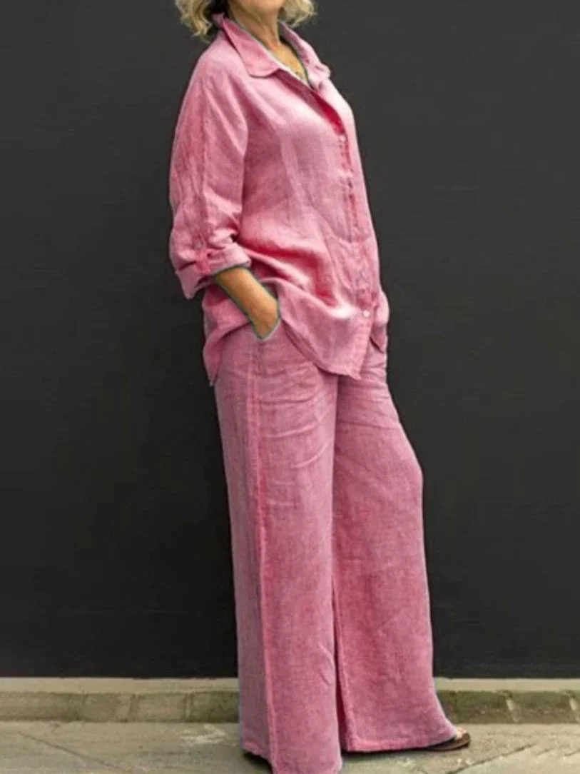 Breathable women’s linen set – relaxed top with matching wide-leg pants, for everyday and special occasions - Image 5