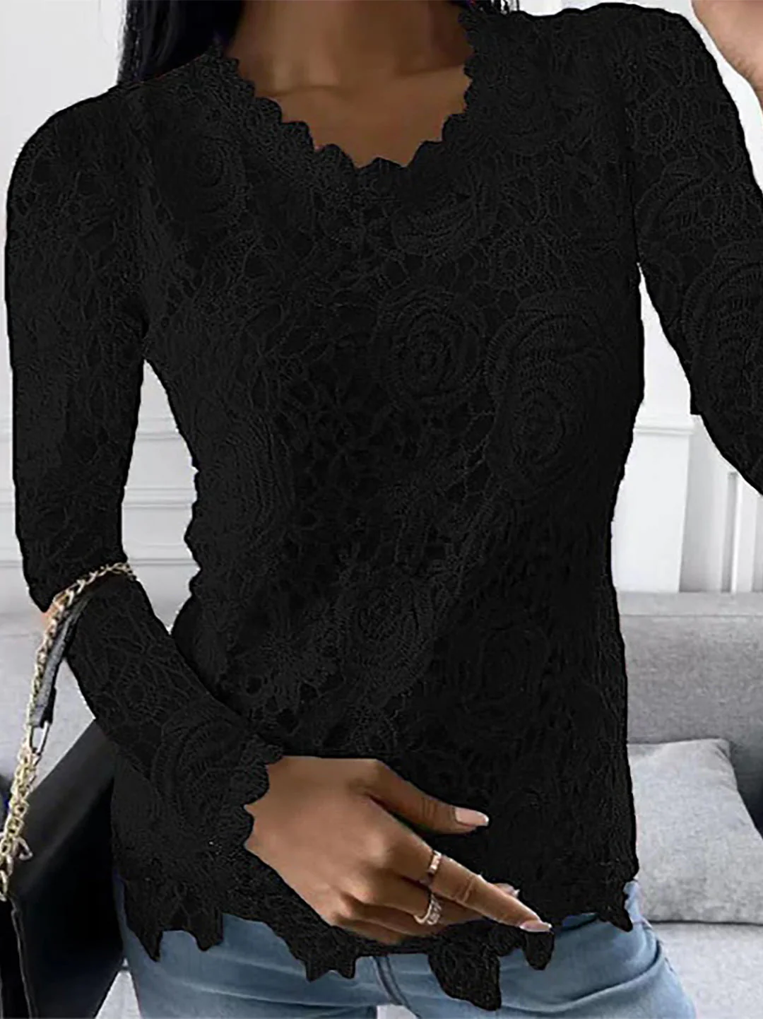 Breathable women's long-sleeve top – floral print, soft fabric, for year-round wear - Image 5