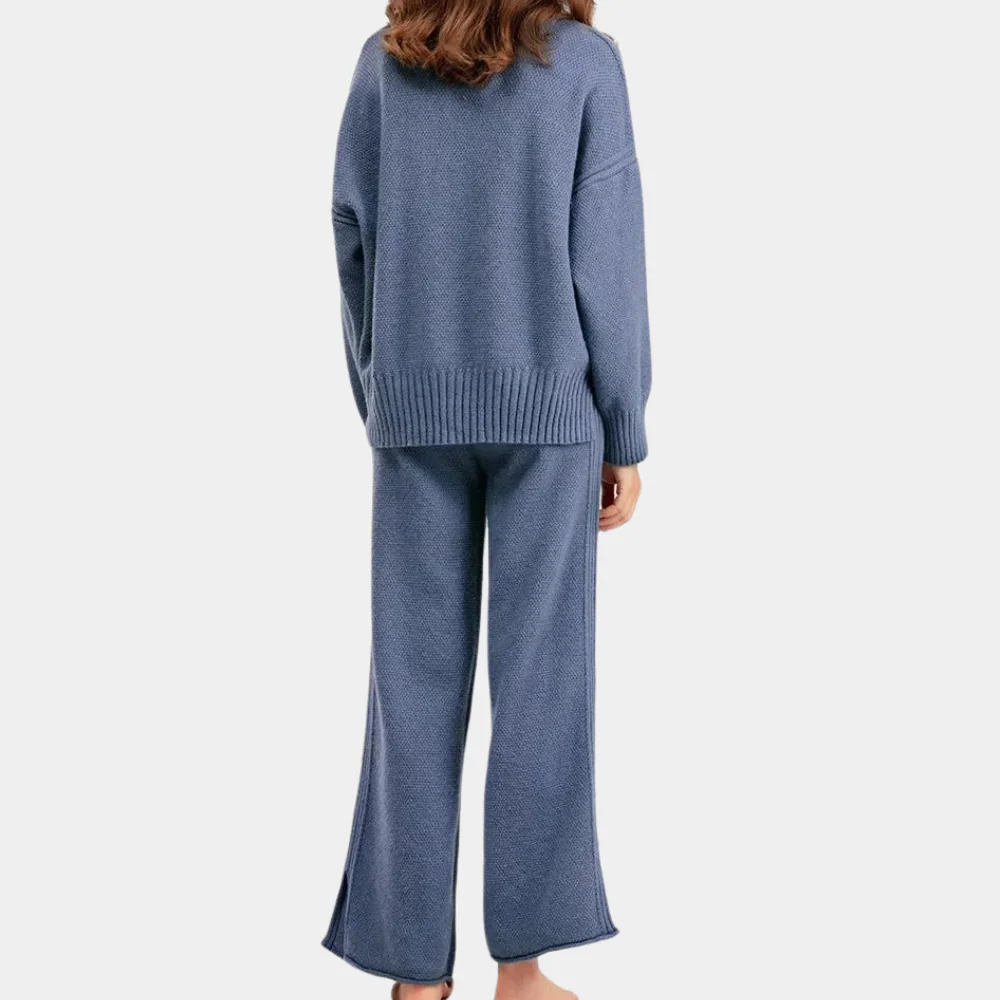 Breathable women's loungewear set – lightweight knit top and pants, ideal for spring and summer - Image 2