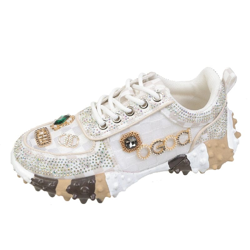 Breathable women's sneakers – slip-on diamond design, PU, for everyday wear - Image 6