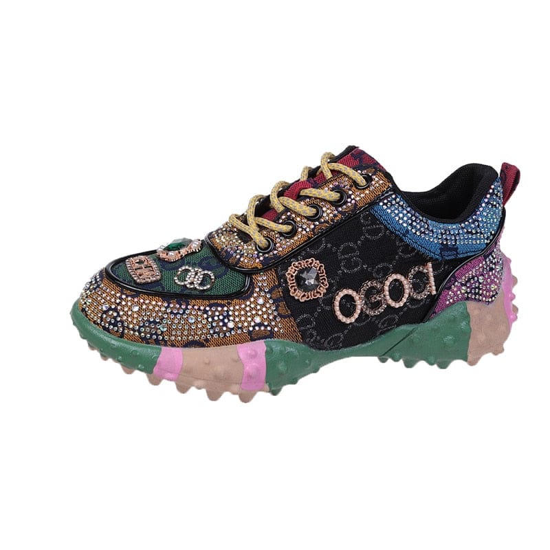 Breathable women's sneakers – slip-on diamond design, PU, for everyday wear - Image 7