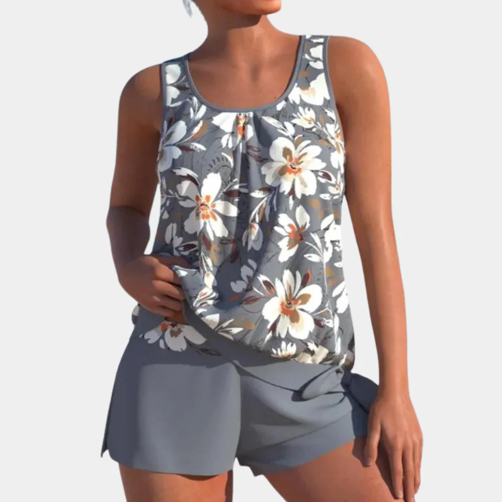 Breathable women's tankini set – sleeveless floral print, high-quality fabric, for summer - Image 4