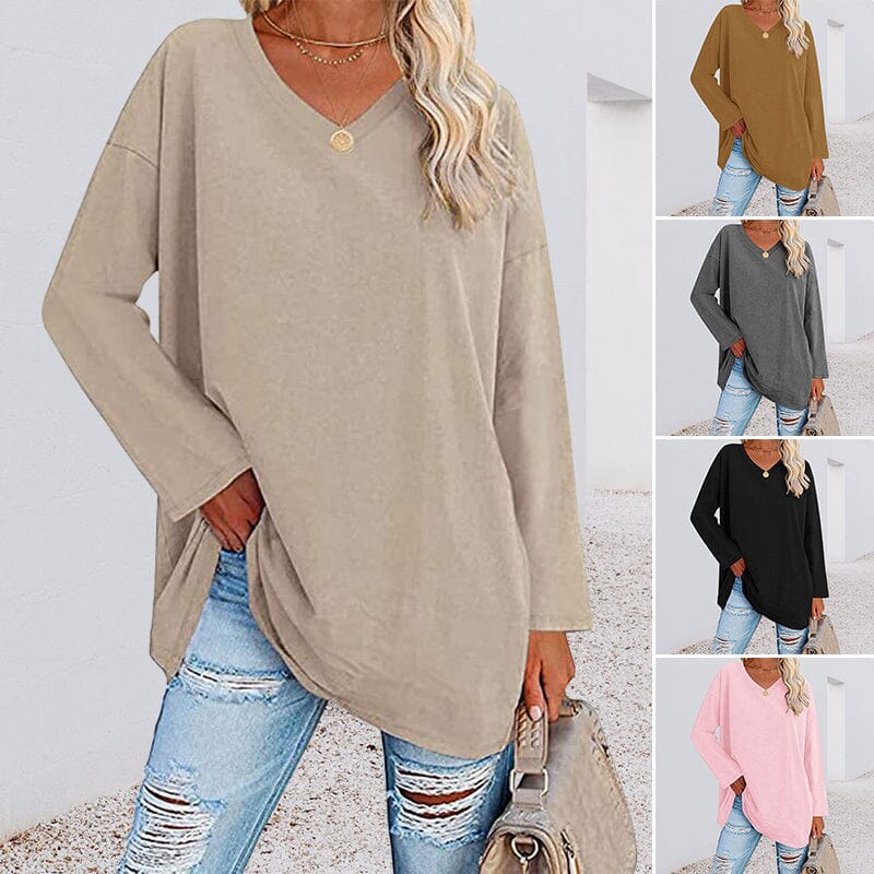 Breathable women's V-neck T-shirt – relaxed fit, cotton, for spring and summer - Image 2