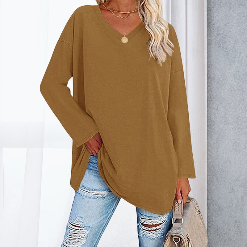Breathable women's V-neck T-shirt – relaxed fit, cotton, for spring and summer - Image 23