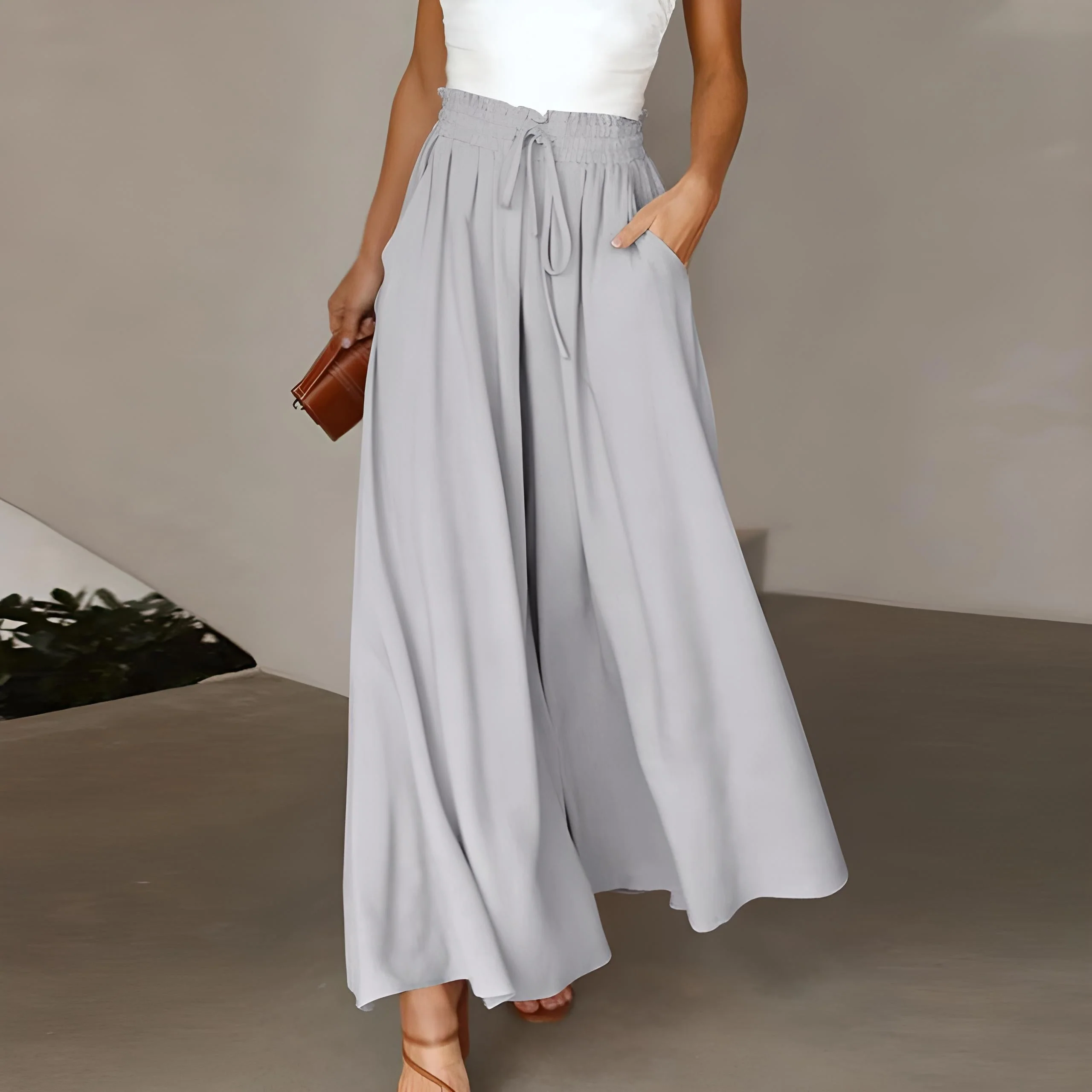 Breathable women's wide-leg pants – casual cut, comfortable fabric, for everyday wear - Image 3
