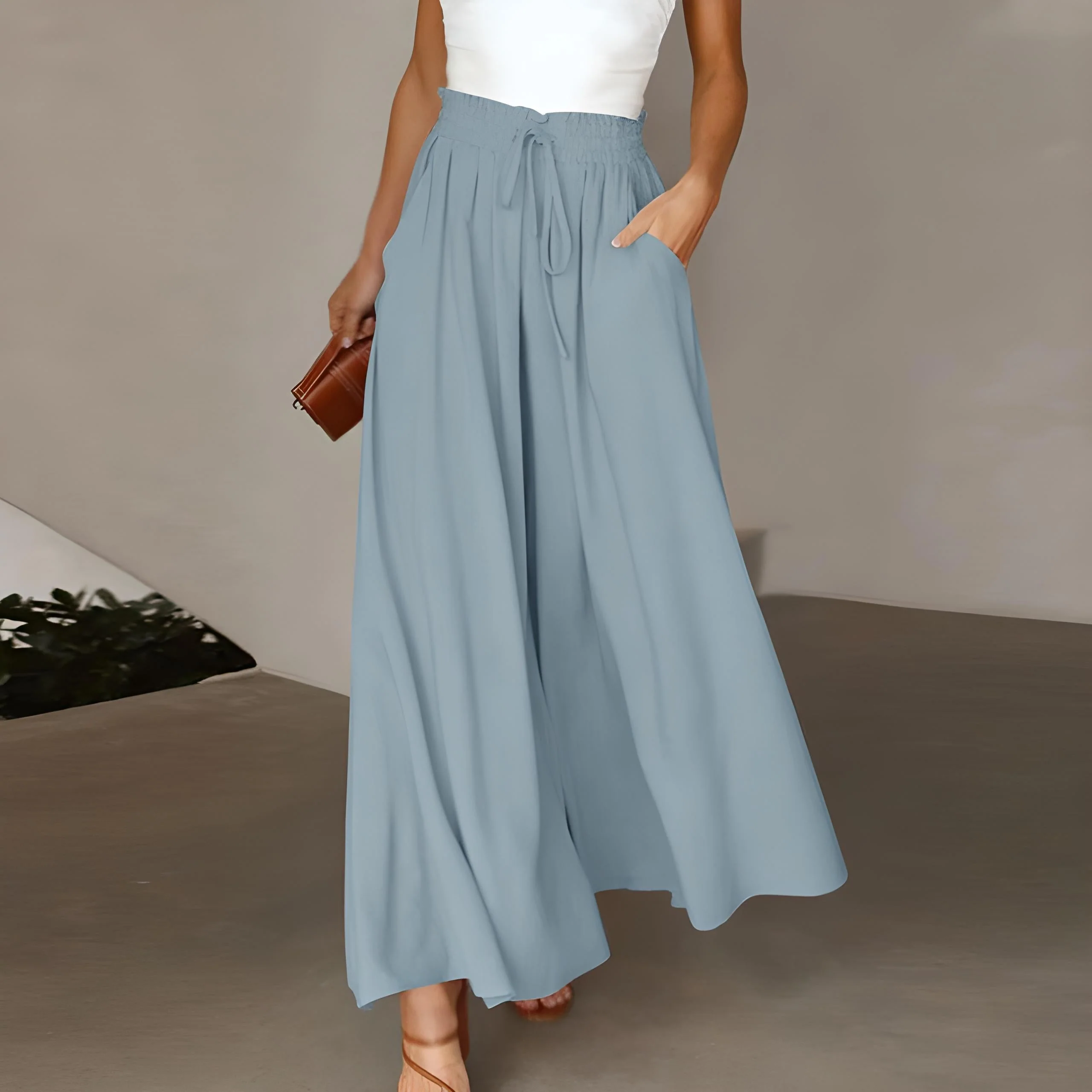 Breathable women's wide-leg pants – casual cut, comfortable fabric, for everyday wear - Image 4
