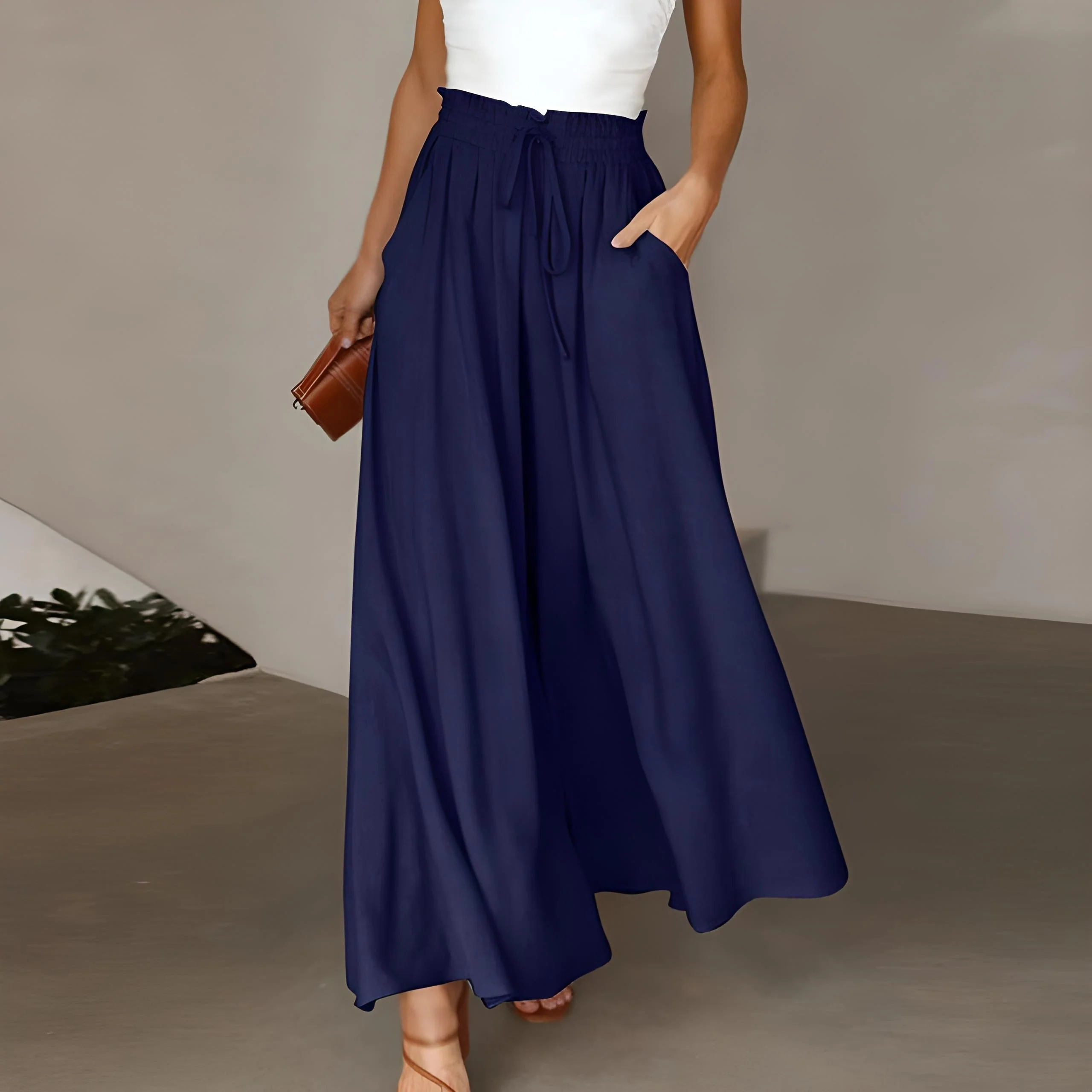 Breathable women's wide-leg pants – casual cut, comfortable fabric, for everyday wear - Image 5