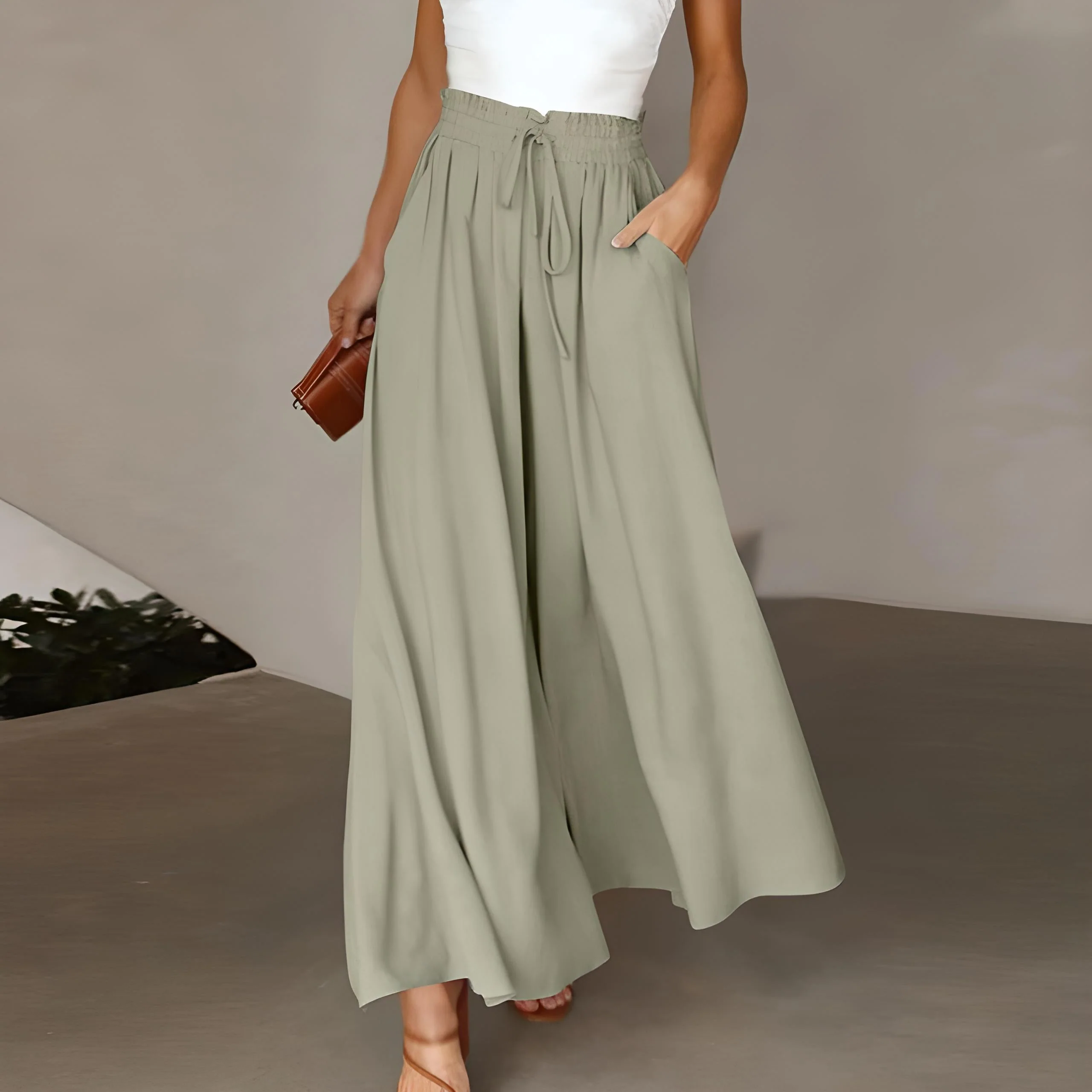 Breathable women's wide-leg pants – casual cut, comfortable fabric, for everyday wear - Image 6