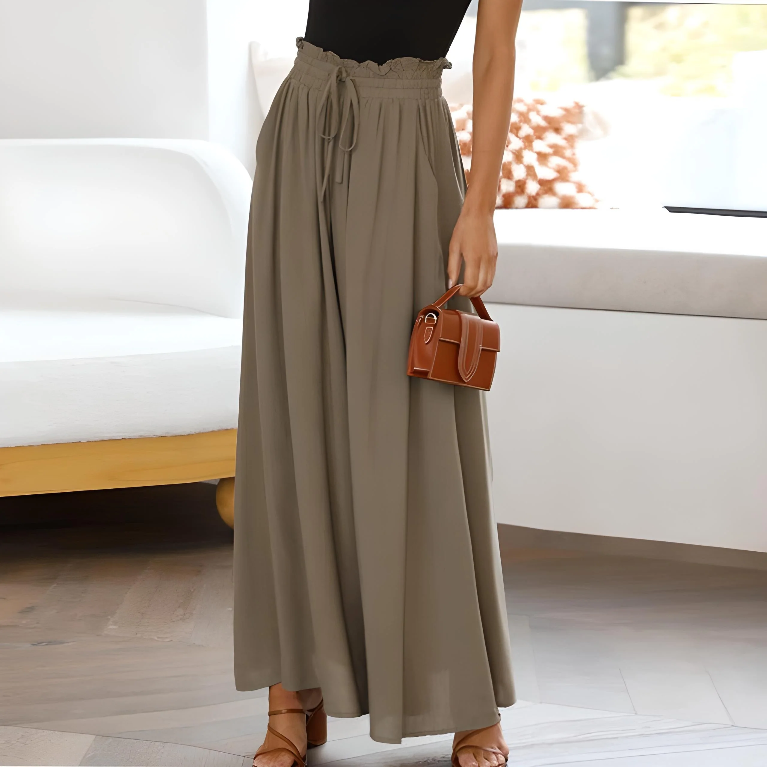 Breathable women's wide-leg pants – casual cut, comfortable fabric, for everyday wear - Image 7