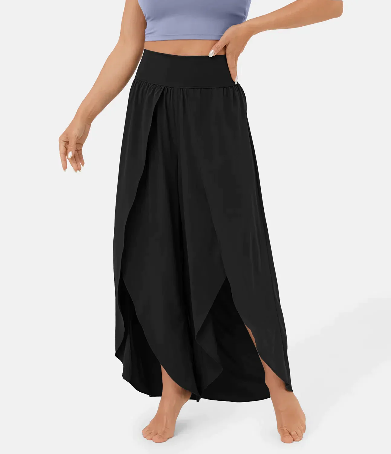 Breathable women's wide-leg pants – flowy silhouette, lightweight material, for summer - Image 7