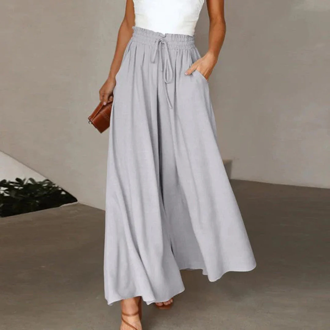 Breathable women's wide-leg pants – high-waisted, lightweight fabric, for summer outings - Image 4