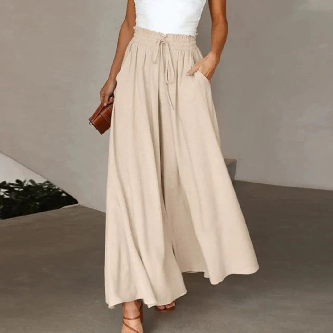 Breathable women's wide-leg pants – high-waisted, lightweight fabric, for summer outings - Image 8