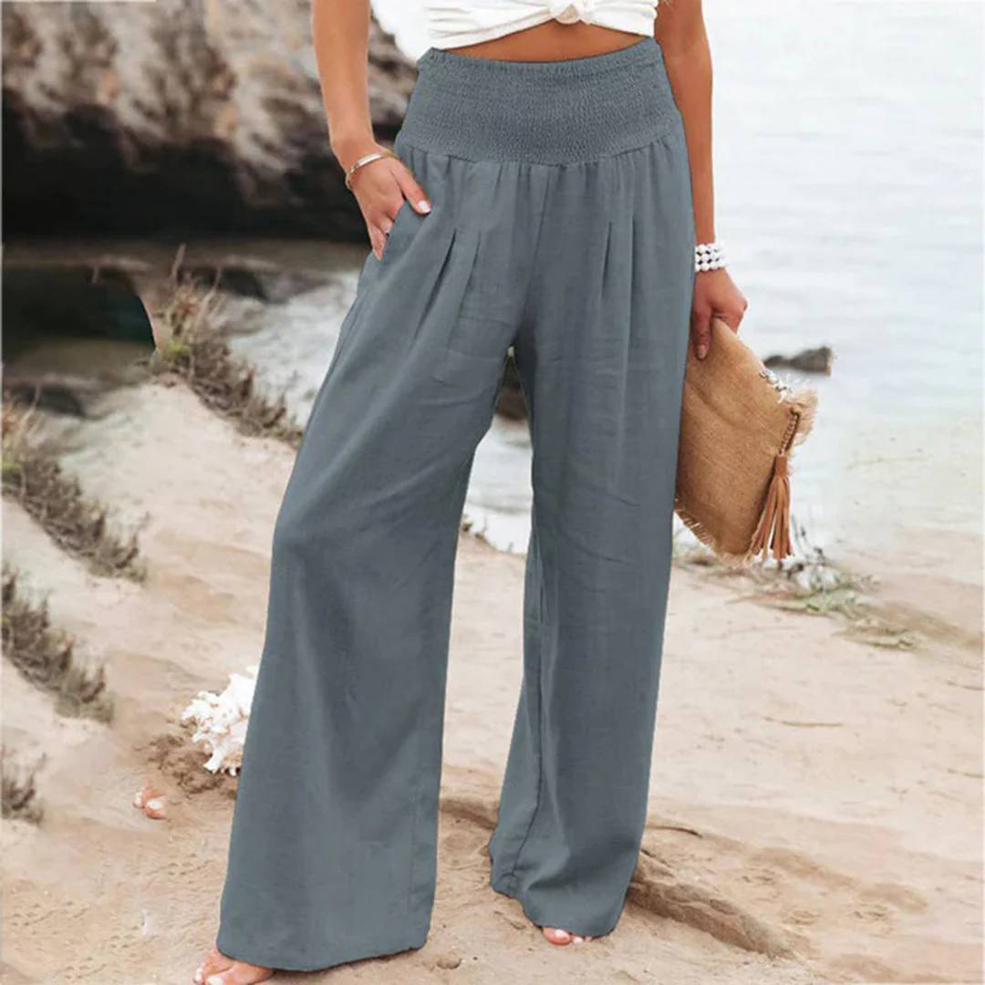 Breathable women's wide-leg pants – relaxed fit, lightweight material, for summer activities - Image 5