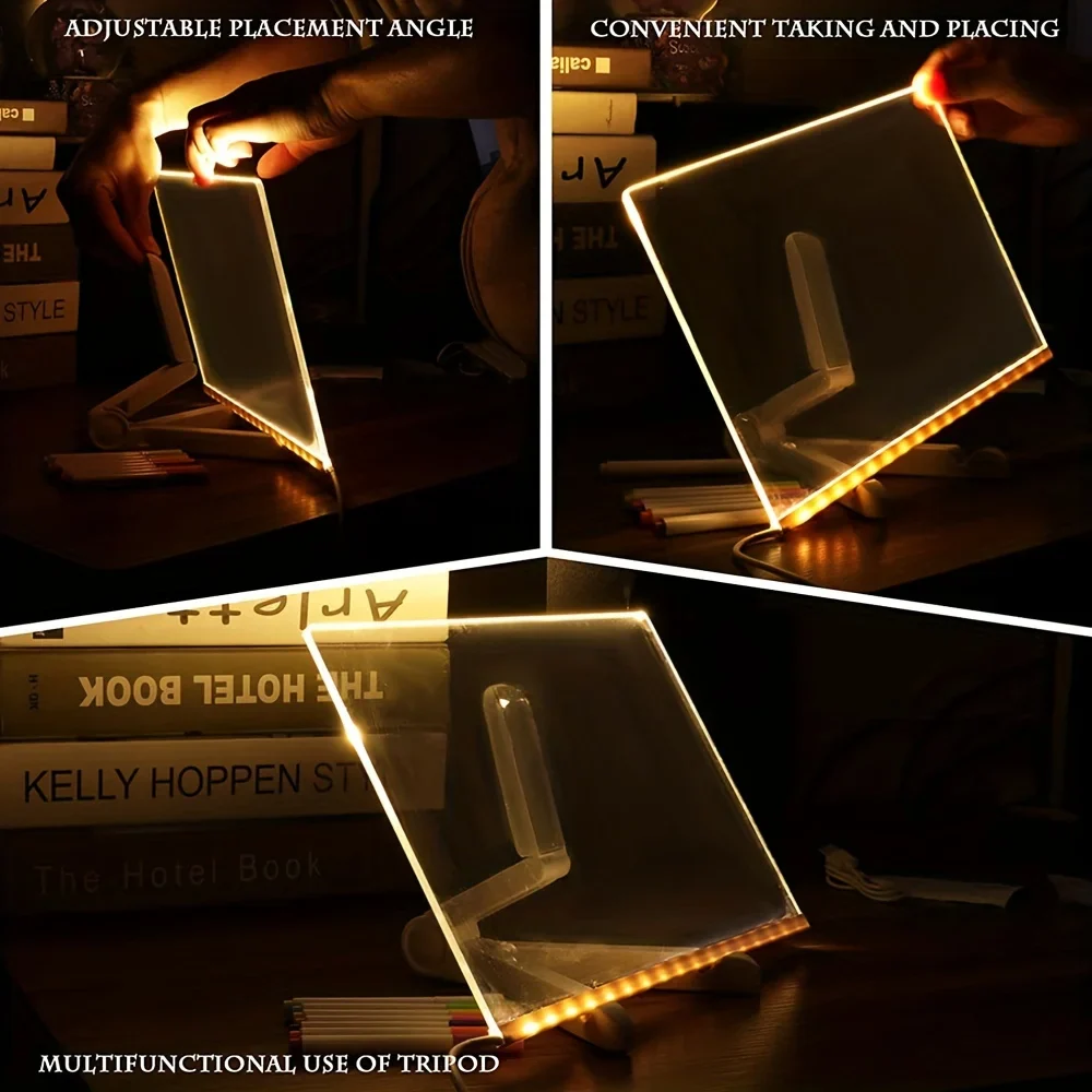 Bright LED Acrylic Message Board - Erasable USB Drawing Board for Kids, Perfect for Birthday Gifts & Bar Advertising - Image 3