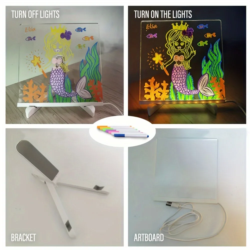 Bright LED Acrylic Message Board - Erasable USB Drawing Board for Kids, Perfect for Birthday Gifts & Bar Advertising - Image 6