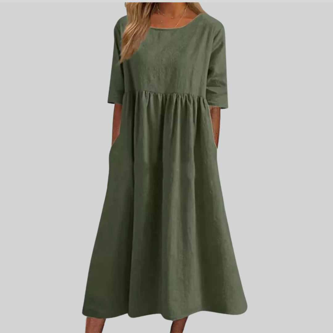 Brisa Cotton Dress - Loose Fit, Breathable Summer Style, Casual Everyday Wear, Side Pockets for Comfort - Image 3