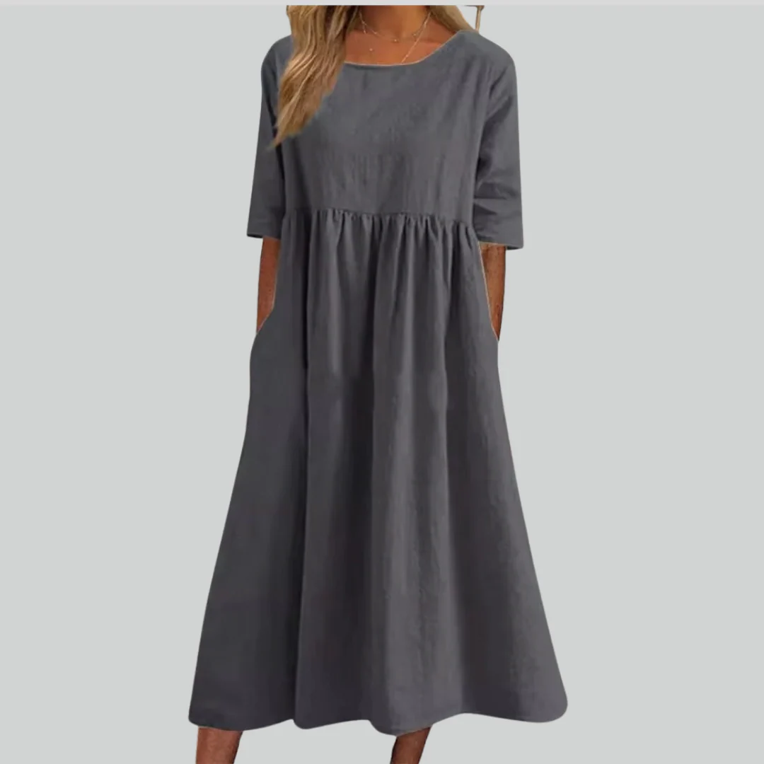 Brisa Cotton Dress - Loose Fit, Breathable Summer Style, Casual Everyday Wear, Side Pockets for Comfort - Image 4
