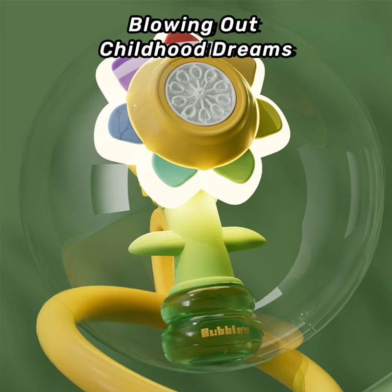 Bubble Machine Sunflower Bubble Maker Toy Kids Summer 2025 One Key Automatic Light Dancing Gift - Image 5