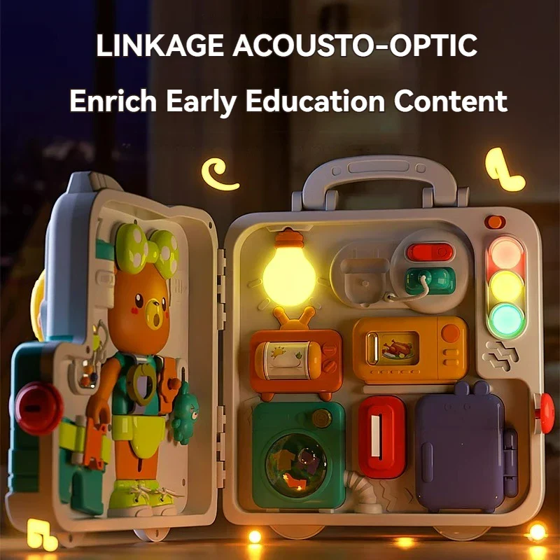 Busy Board 63 In 1 Montessori Sensory Toy Travel Friendly With Music Lights Switches Early Learning Play 2025 - Image 3
