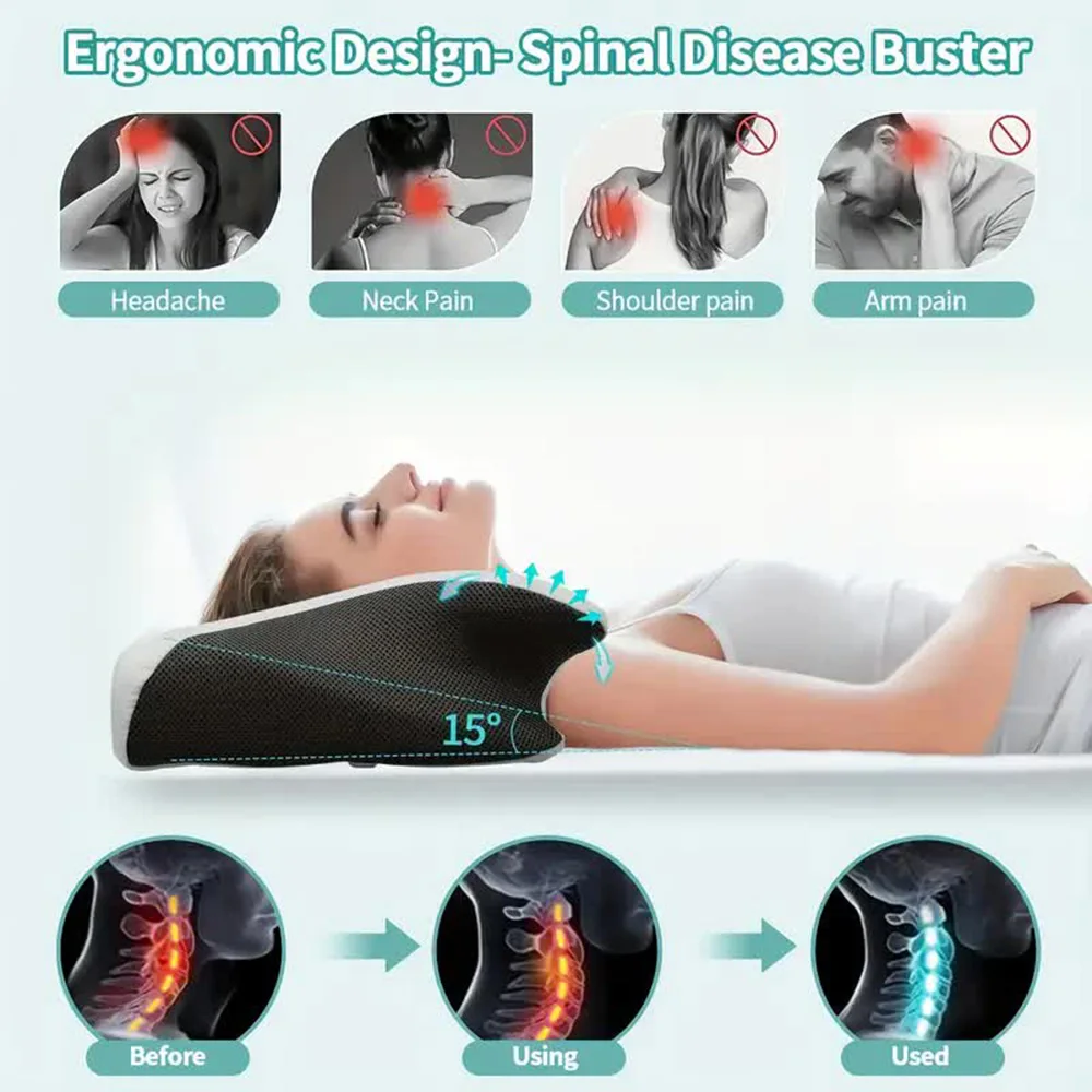 Memory Foam Neck Pillow Cervical Orthopedic Support - Image 6