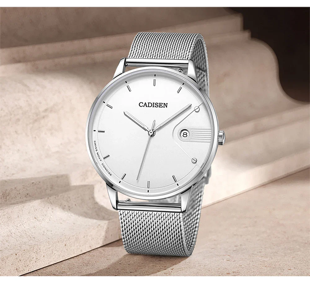 Ultra Thin Swiss Quartz Mesh Strap Watch 7mm Sapphire - Image 6