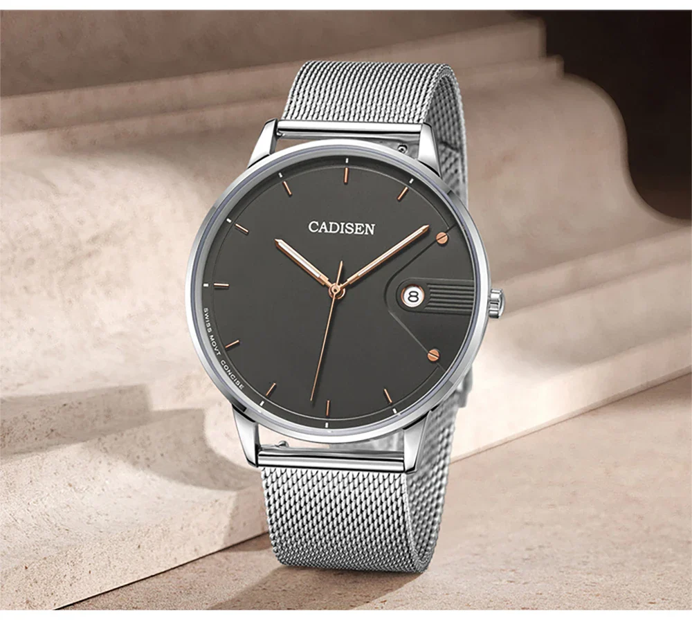 Ultra Thin Swiss Quartz Mesh Strap Watch 7mm Sapphire - Image 8