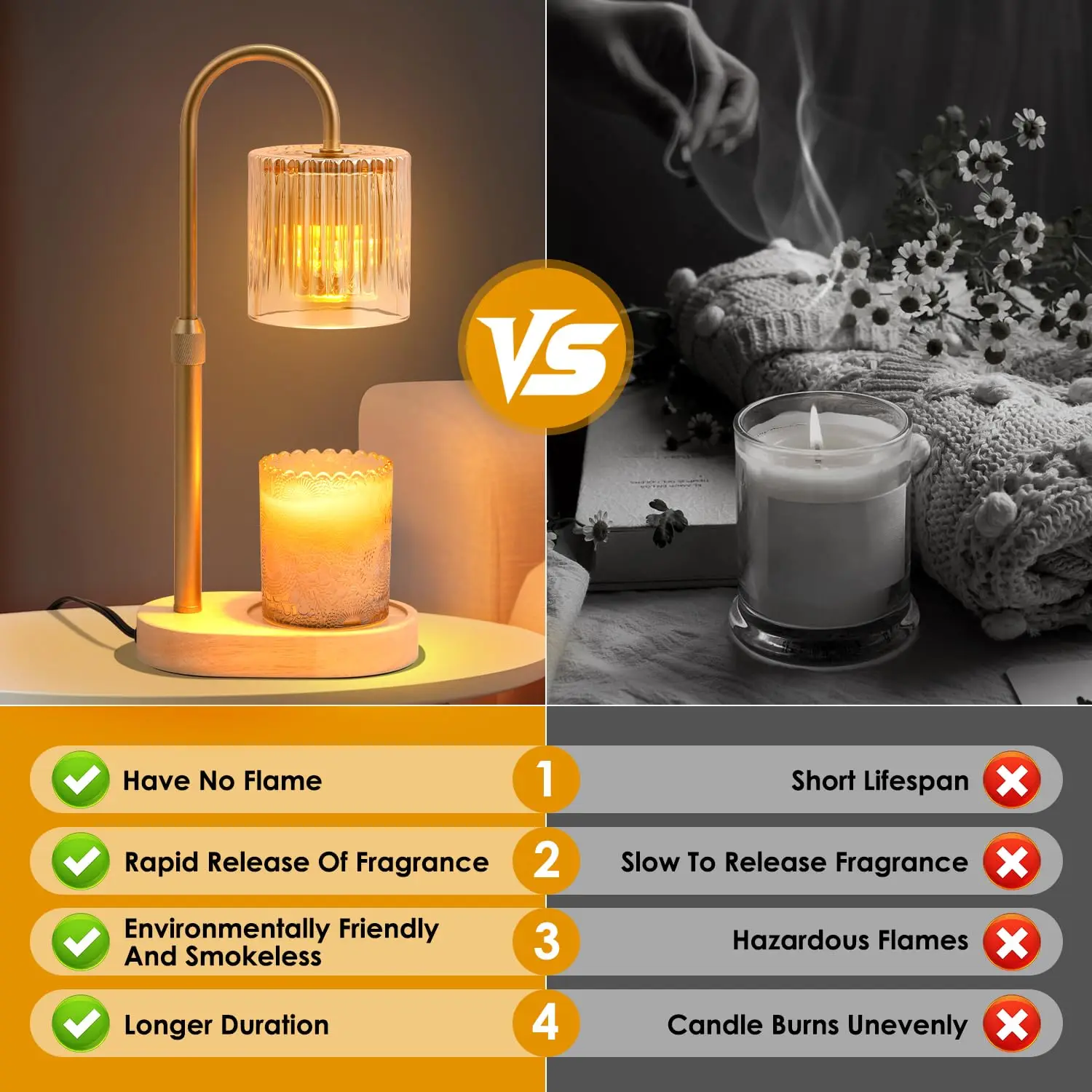Candle Warmer Lamp Adjustable Height With Timer Modern Flame Free Home Decor Fall 2025 Safe Ambient Light - Image 4