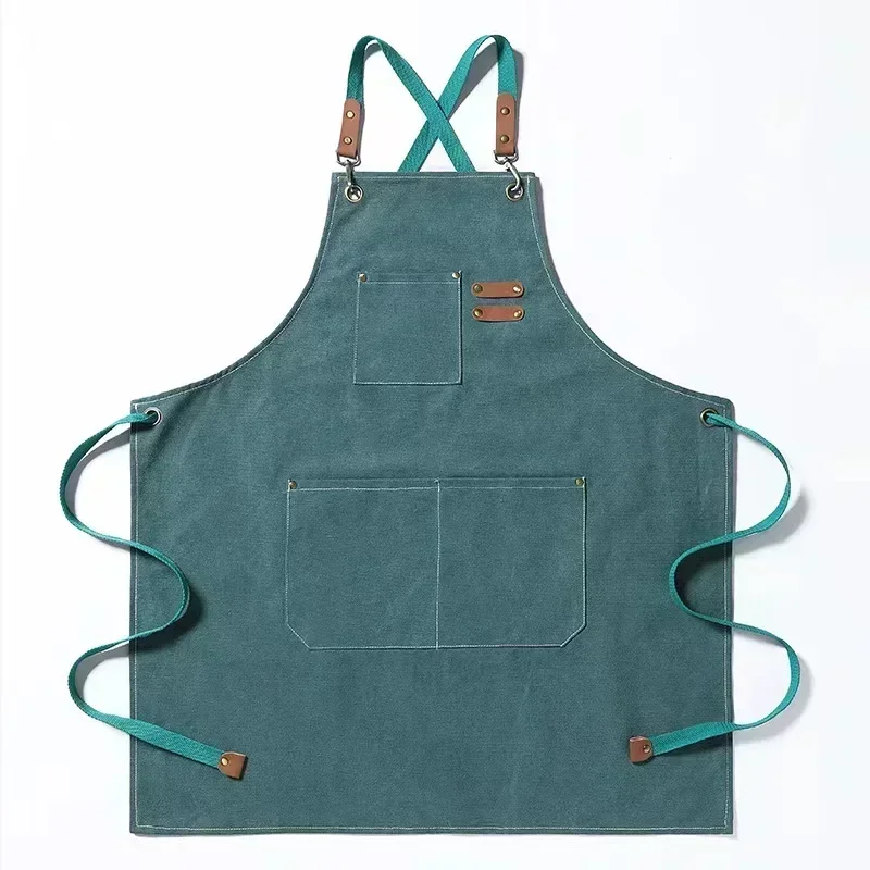 Canvas Apron Adjustable Crossback Work Apron For Kitchen Chef Restaurant Cafe Fall 2025 Durable Pockets - Image 10