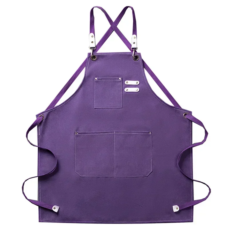 Canvas Apron Adjustable Crossback Work Apron For Kitchen Chef Restaurant Cafe Fall 2025 Durable Pockets - Image 13