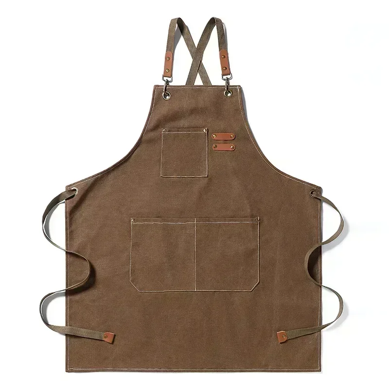 Canvas Apron Adjustable Crossback Work Apron For Kitchen Chef Restaurant Cafe Fall 2025 Durable Pockets - Image 14
