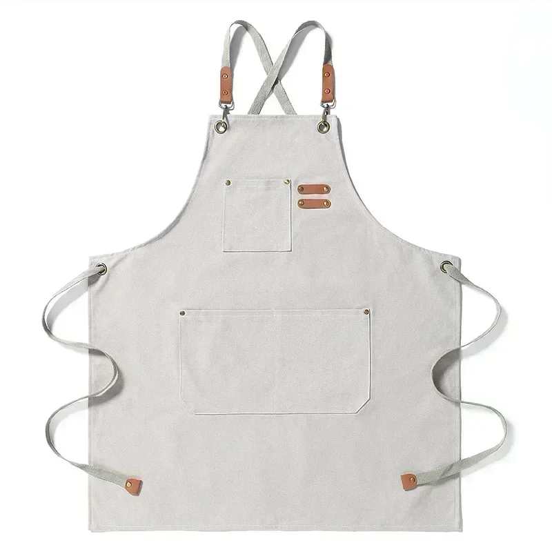 Canvas Apron Adjustable Crossback Work Apron For Kitchen Chef Restaurant Cafe Fall 2025 Durable Pockets - Image 15
