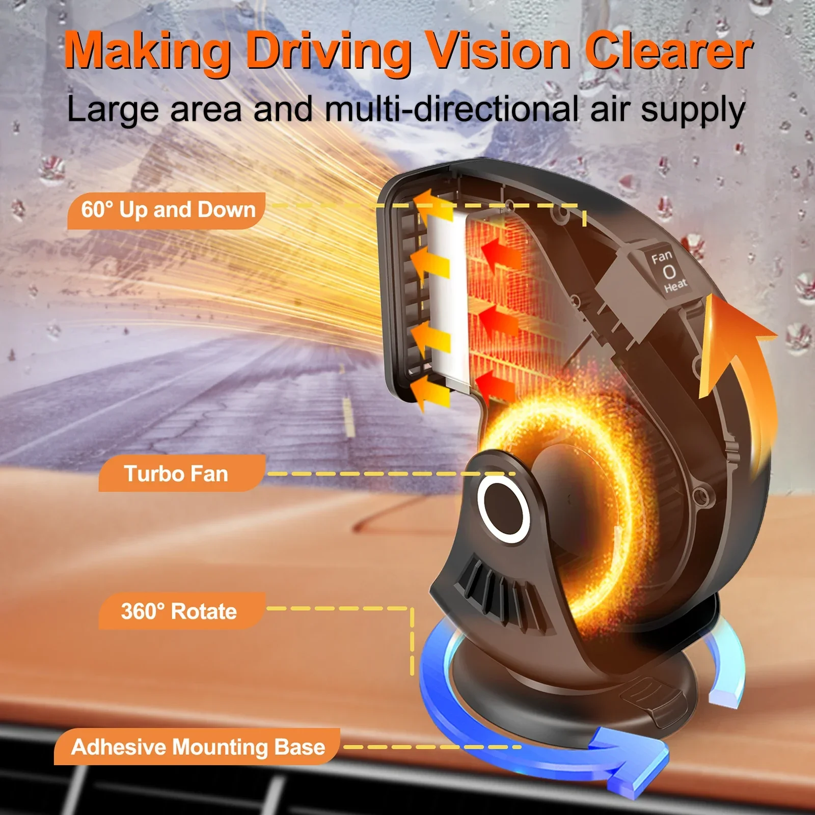 Car Heater Defogger 12V/24V 2-in-1 Heating And Cooling Plug In Windshield Defroster, Winter 2025 Ready - Image 2