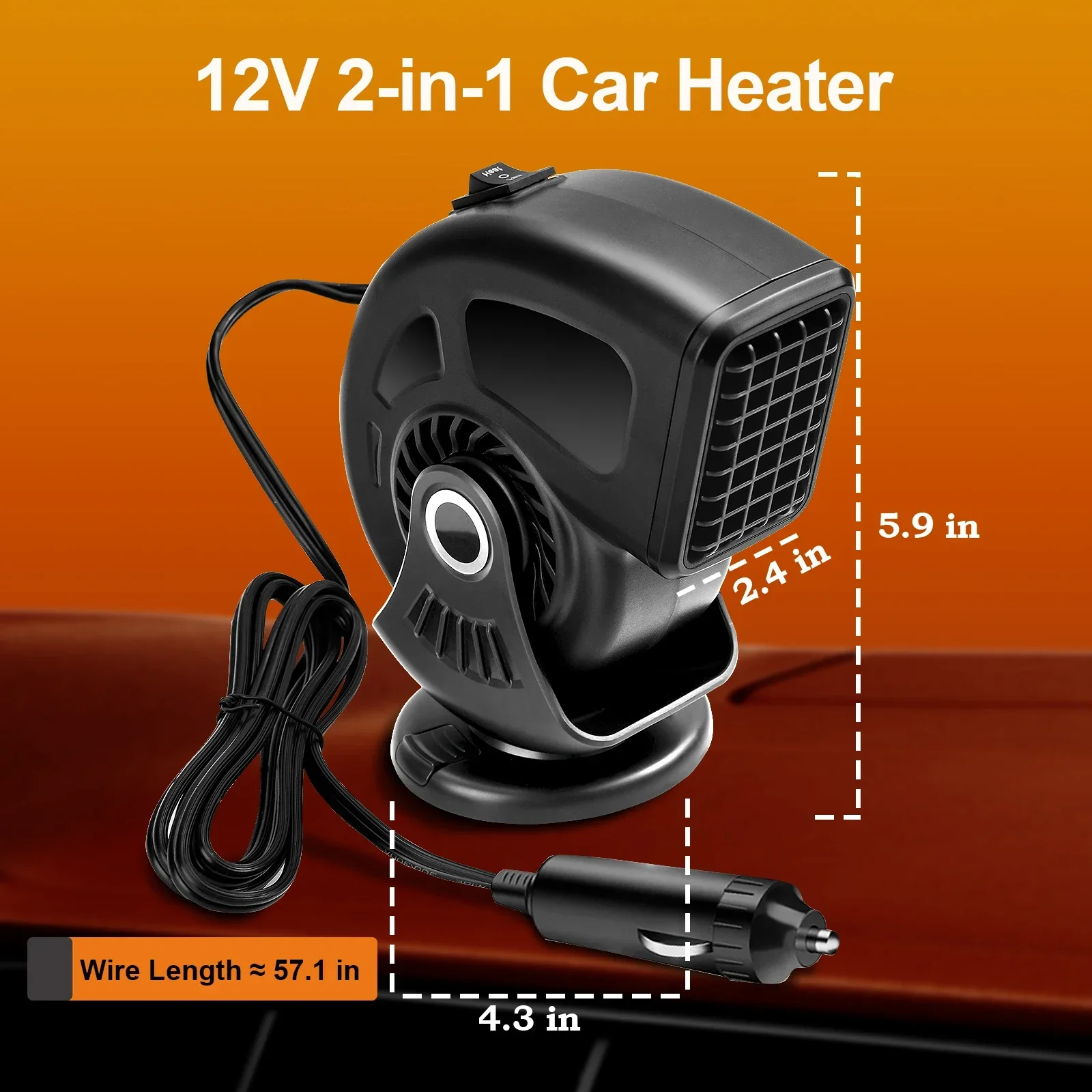Car Heater Defogger 12V/24V 2-in-1 Heating And Cooling Plug In Windshield Defroster, Winter 2025 Ready - Image 6