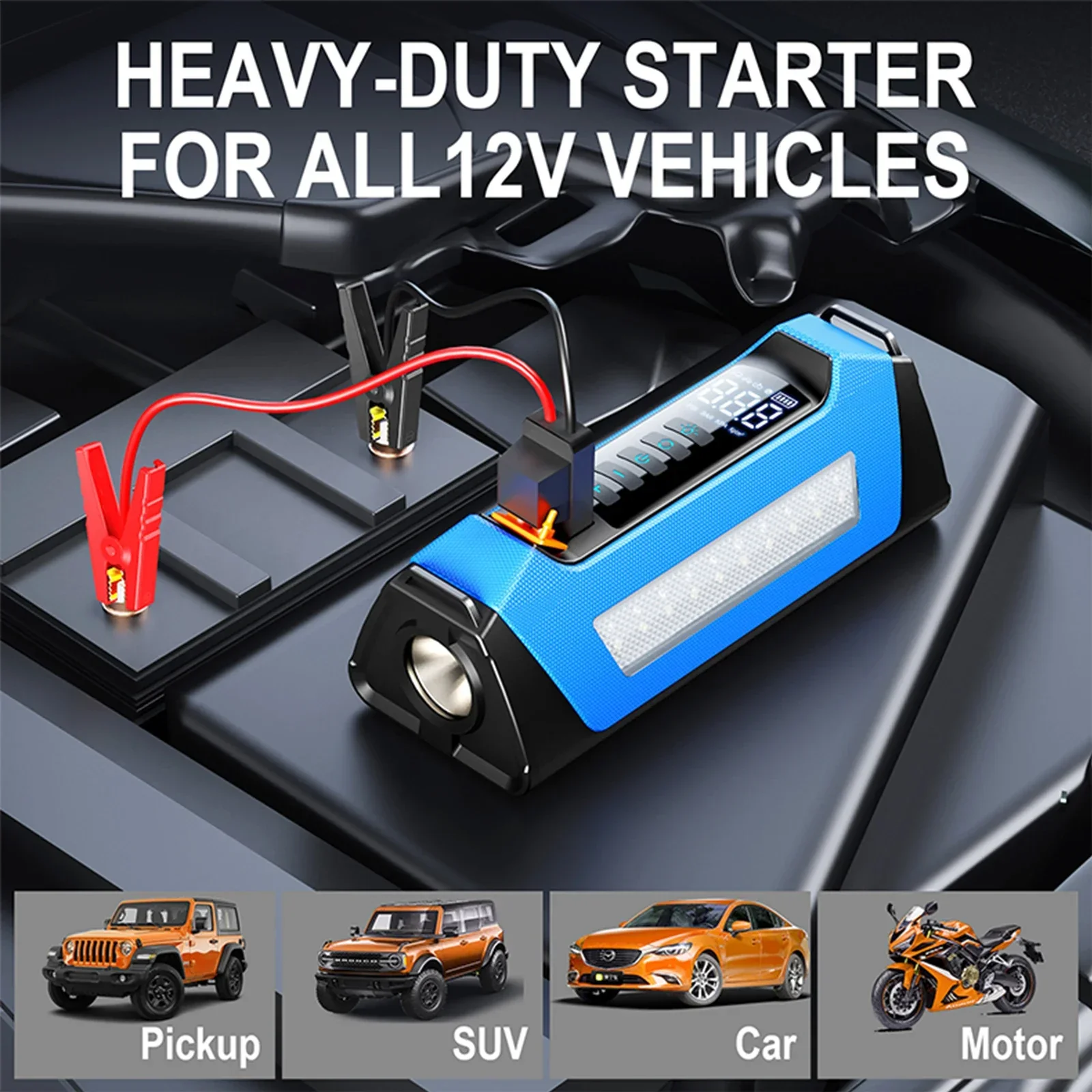 Car Jump Starter Portable Power Bank 12V With Air Compressor 6000A Peak Emergency Start 180 PSI Fall 2025 - Image 3