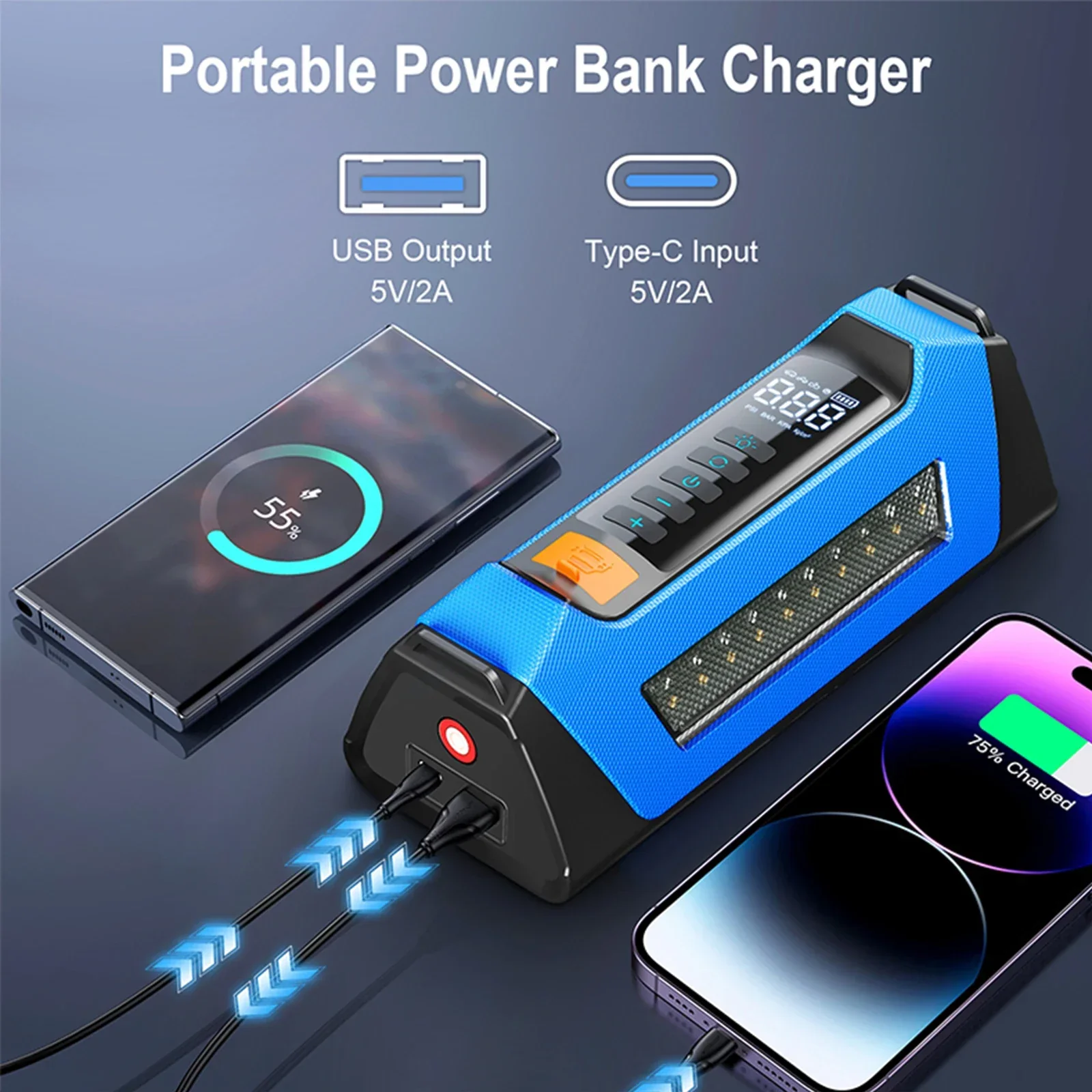 Car Jump Starter Portable Power Bank 12V With Air Compressor 6000A Peak Emergency Start 180 PSI Fall 2025 - Image 5