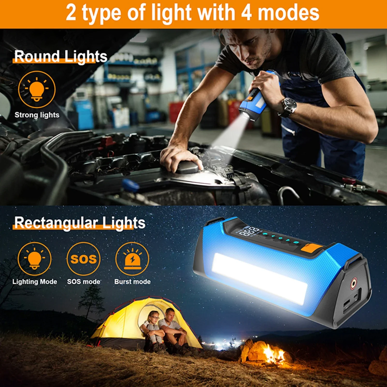 Car Jump Starter Portable Power Bank 12V With Air Compressor 6000A Peak Emergency Start 180 PSI Fall 2025 - Image 6